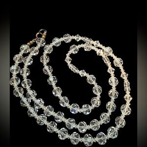 ❌sold in live❌Vintage clear cut crystal glass bead necklace